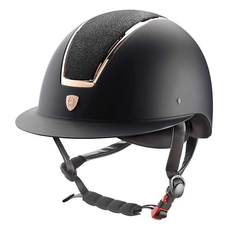 casco tattini visera ancha y perfiles oro rosa