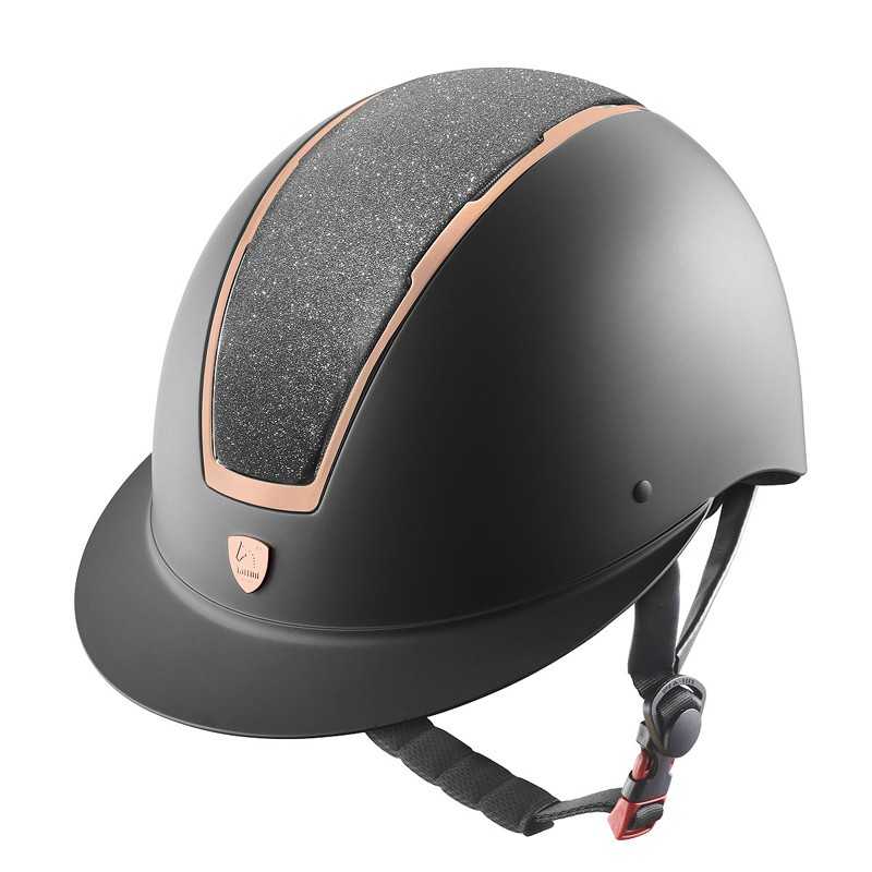 casco tattini visera ancha y perfiles oro rosa