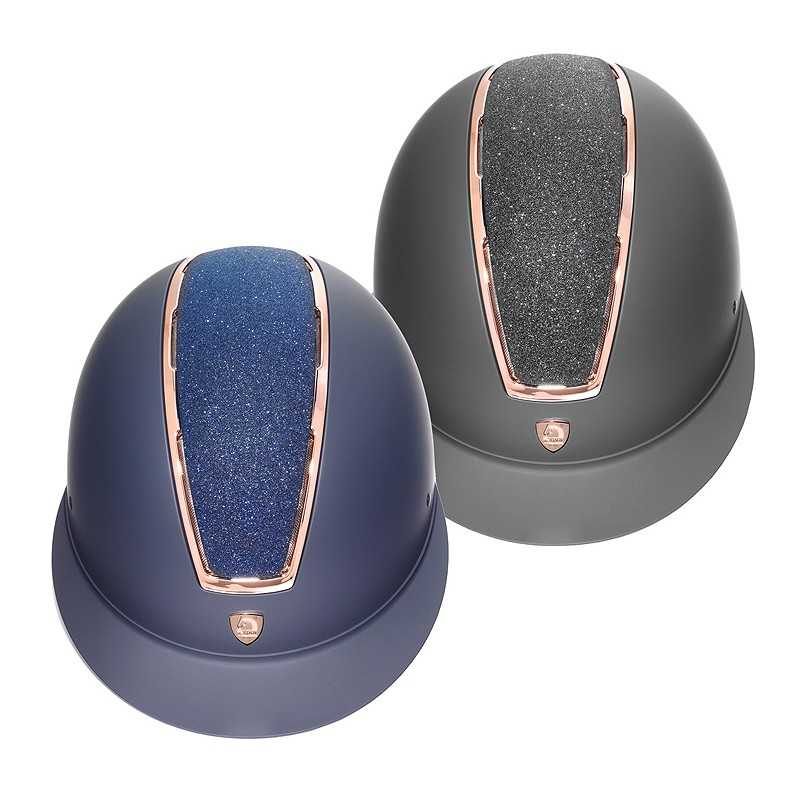 casco tattini visera ancha y perfiles oro rosa