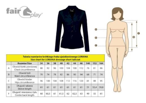 tabla medidas chaqueta Loriana Fair Play