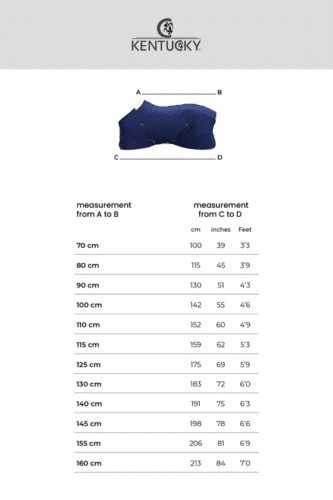 tabla de medidas manta kentucky